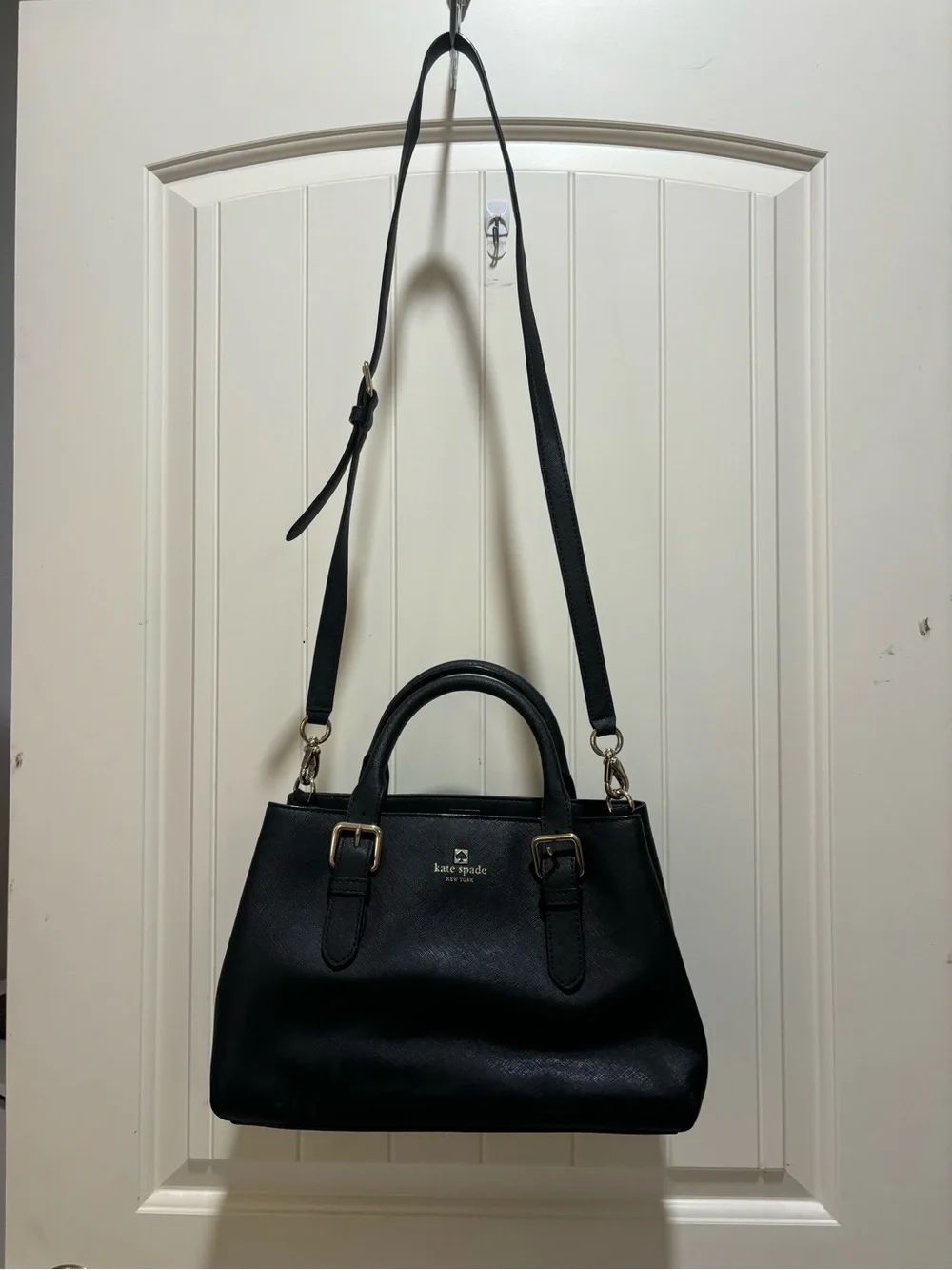 kate spade Black Leather Tote with Adjustable Strap
